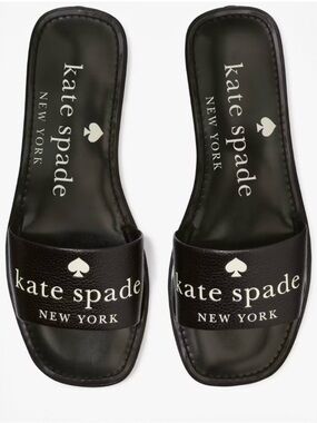♠️ Kate Spade Black Logo Slide Sandals with Logo NWT